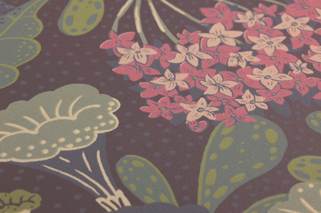 Floral Wallpaper Wallpaper Flowery grey brown Detail View