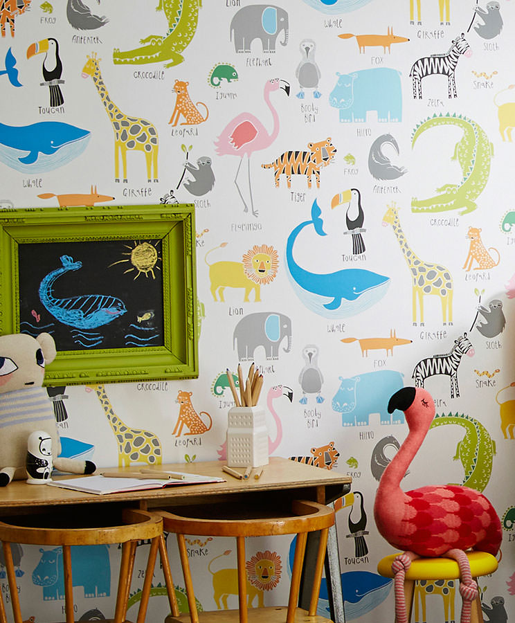 Wallpaper My favorite Animals cream | Wallpaper from the 70s