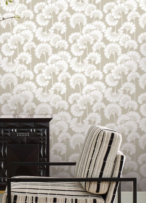 Paper-based Wallpaper Wallpaper Ornate pebble grey Room View
