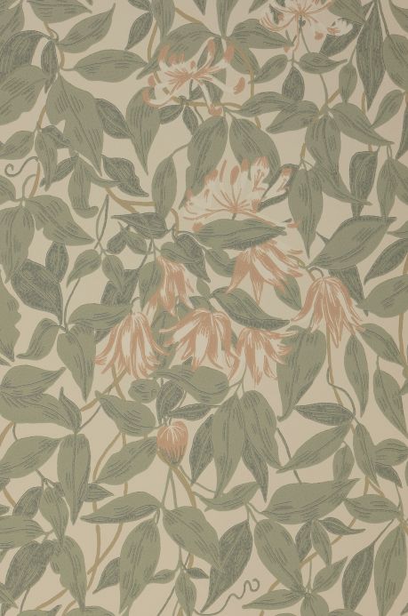 Leaf and Foliage Wallpaper Wallpaper Linnea Garden pale green A4 Detail