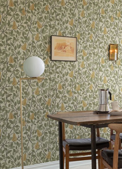 Leaf and Foliage Wallpaper Wallpaper Estelle cream white Room View