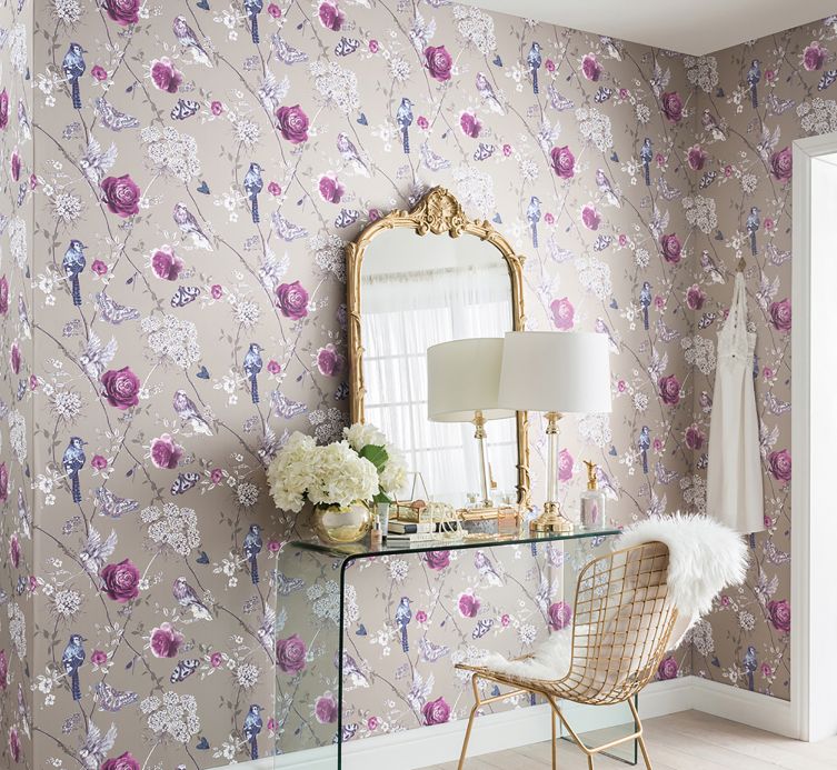 Floral Wallpaper Wallpaper Mariola violet Room View