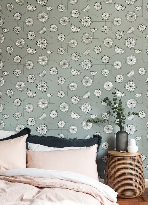 Wallpaper Wallpaper Dandelion Mobile cement grey Room View
