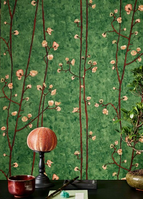 Floral Wallpaper Wallpaper VanGogh Branches leaf green Room View