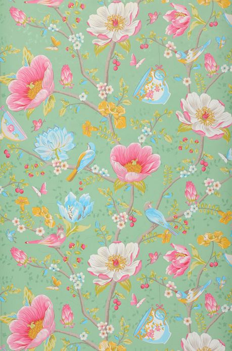 Floral Wallpaper Wallpaper Luna pastel green Roll Width