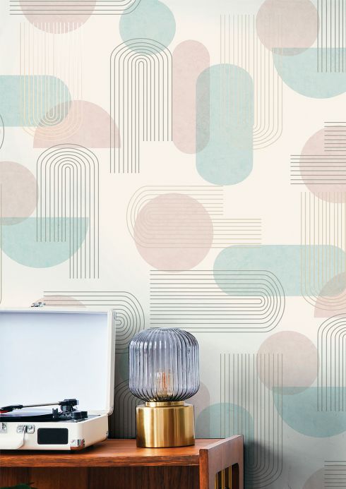 Geometric Wallpaper Wallpaper Ultra pastel turquoise Room View