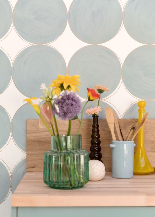 Geometric Wallpaper Wallpaper Rowan mint turquoise Room View