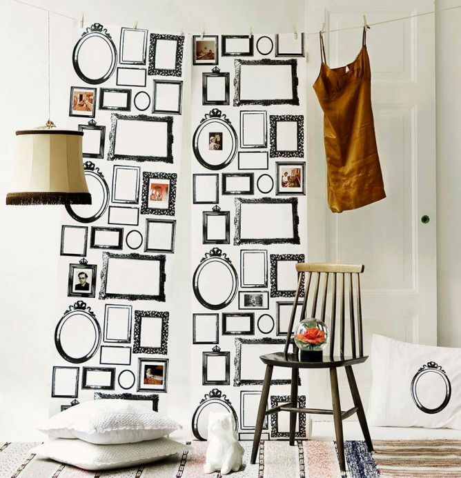 Paper-based Wallpaper Wallpaper Familjen black Room View