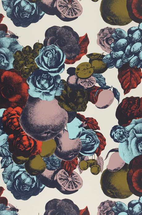 Floral Wallpaper Wallpaper Boudoir pastel turquoise Roll Width