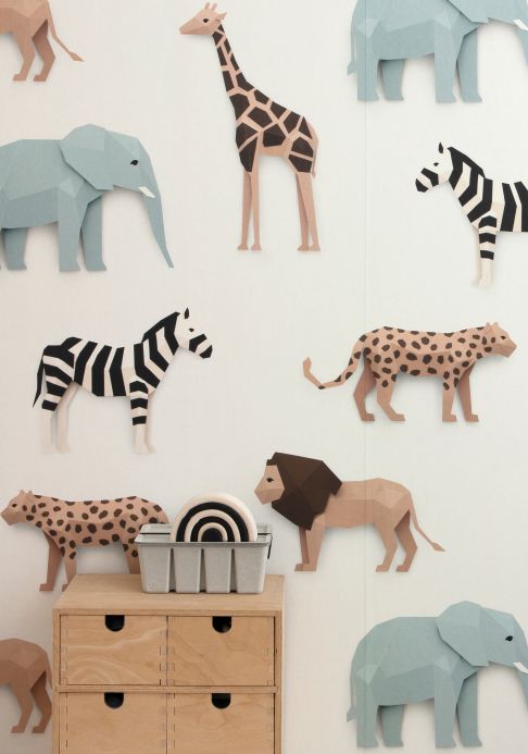 Papel pintado Studio Ditte Fotomural Safari Animals blanco crema Ver habitación