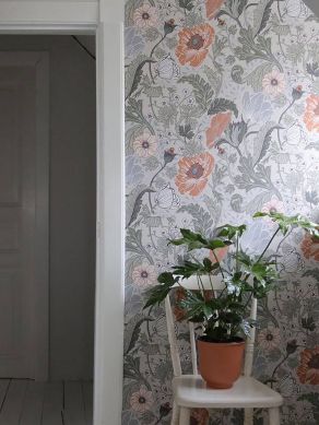 Papel pintado Soria gris musgo claro Ver habitación