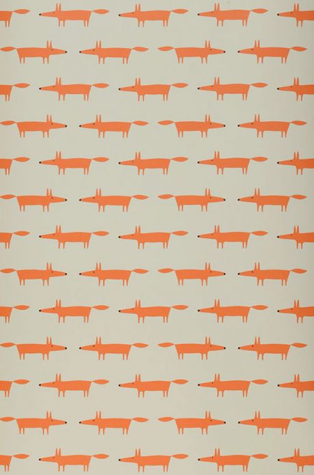 Beige Wallpaper Wallpaper Kids Foxes red orange Roll Width