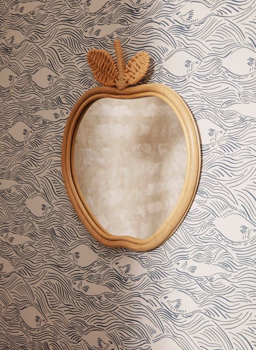 Ferm Living Wallpaper Wallpaper Stream anthracite Room View