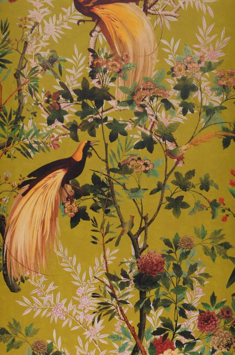 Bird Wallpaper Wall mural Royal Garden curry yellow Roll Width