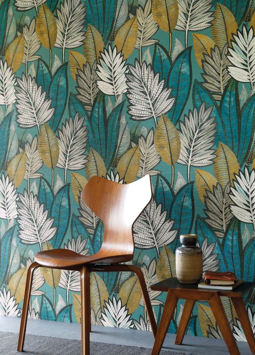 Geometric Wallpaper Wallpaper Isadora mint turquoise Room View