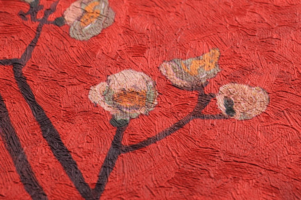 Floral Wallpaper Wallpaper VanGogh Branches red Detail View