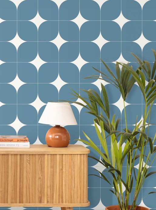 Geometric Wallpaper Wallpaper Jason blue grey Room View