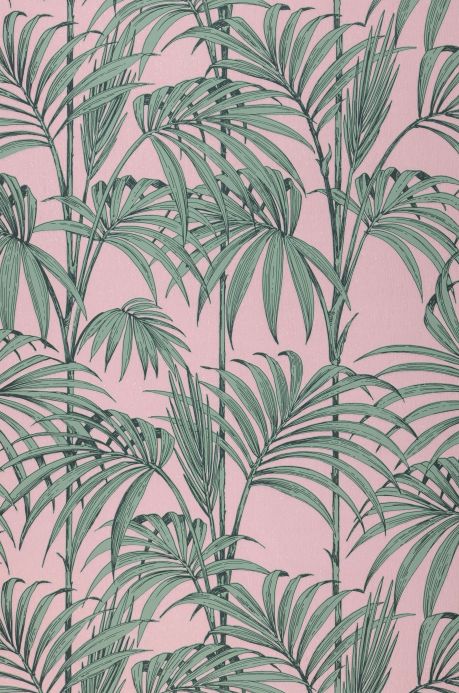 Papel de parede botânico Papel de parede Tatanu rosa claro cintilante Largura do rolo