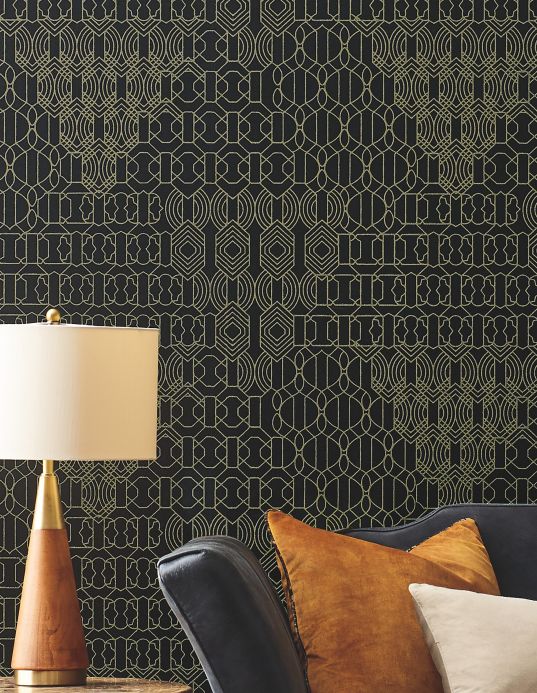 Glass bead Wallpaper Wallpaper Modern Chandeliers black Room View