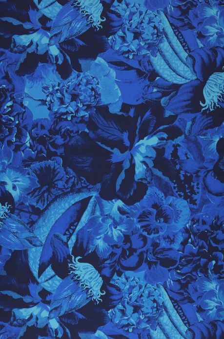 Papel de parede botânico Papel de parede Silvam tons de azul Largura do rolo