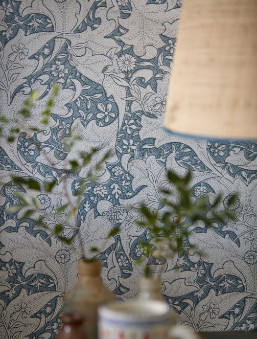 William Morris Wallpaper Wallpaper Wallflower light blue grey Room View