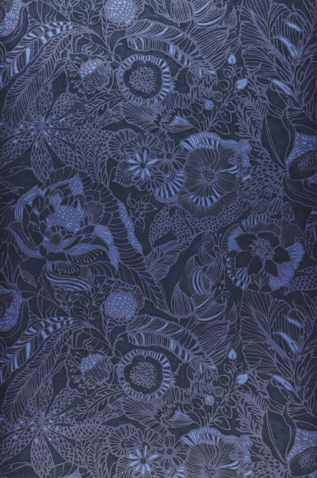 Papel pintado botánico Papel pintado Welamie azul violáceo brillante Ancho rollo