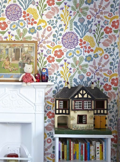 Papel pintado floral Papel pintado Arietta multicolor Ver habitación