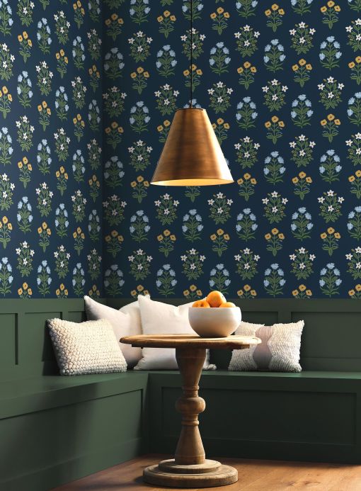 Styles Wallpaper Mughal grey blue Room View