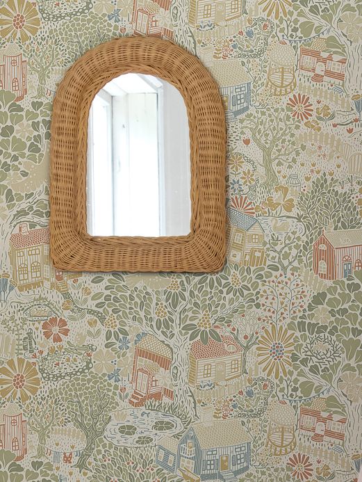 Scandinavian Wallpaper Wallpaper Birgitta cream white Room View