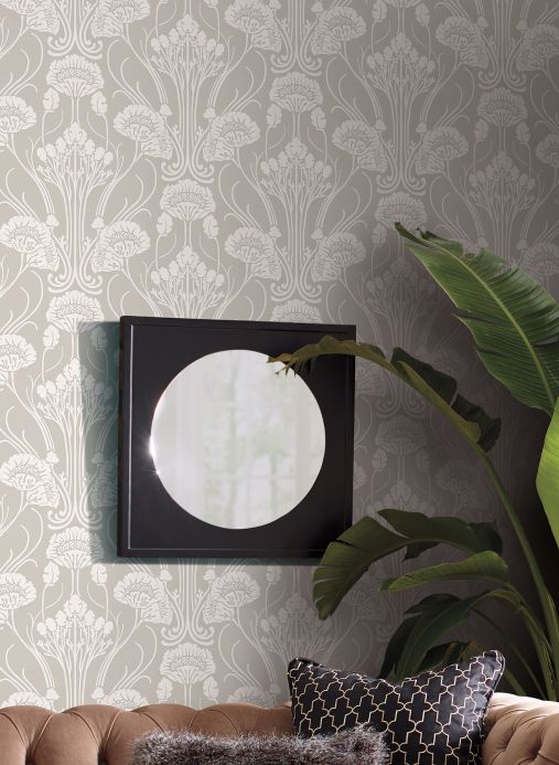 Papel pintado Art Nouveau Papel pintado Sibia gris claro Ver habitación