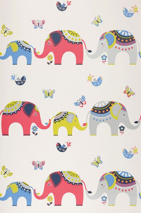 Archiv Papel pintado Elephants rojo fresa Ancho rollo
