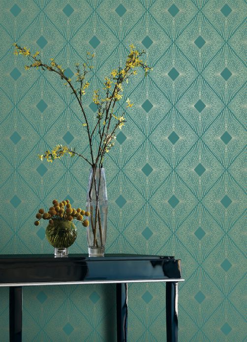 Art Deco Wallpaper Wallpaper Metropolis pale mint-turquoise Room View
