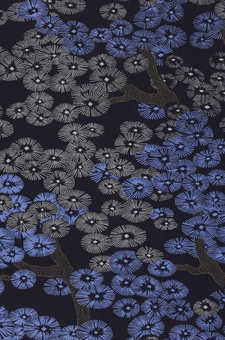Papel pintado floral Papel pintado Kirigami azul perla Detalle A4