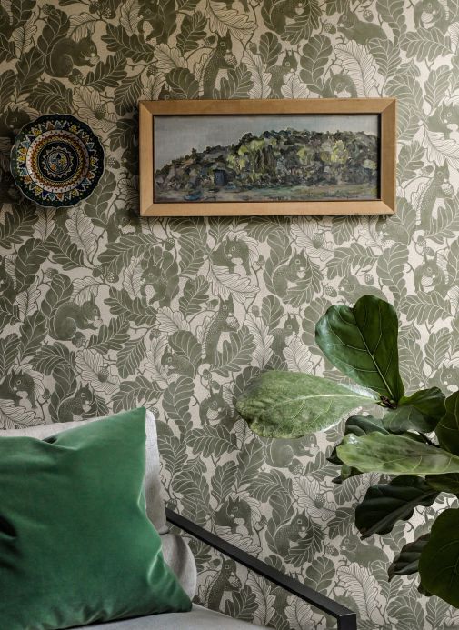 All Wallpaper Oak Tree Tails light olive green Room View