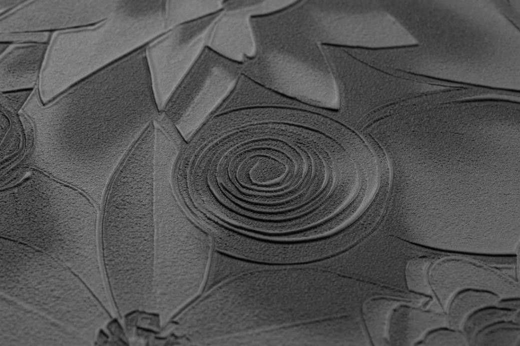 Archiv Tapete 3D-Blossoms Anthrazit Detailansicht