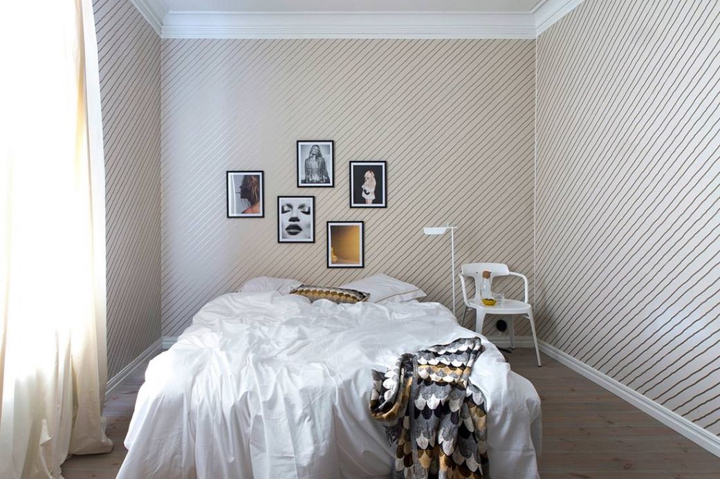 Striped Wallpaper Wallpaper Diagonal cream Room View