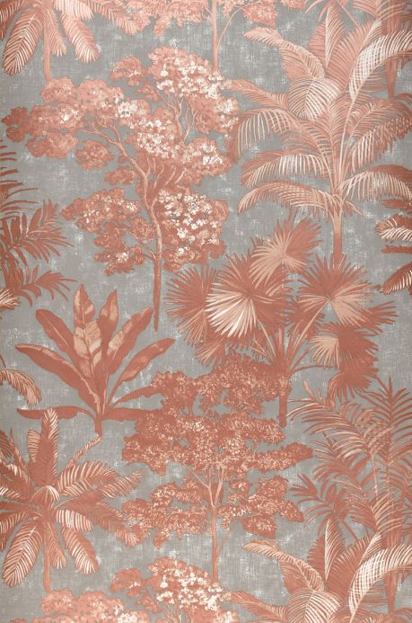 Papel pintado botánico Papel pintado Alenia marrón cobre brillante Ancho rollo