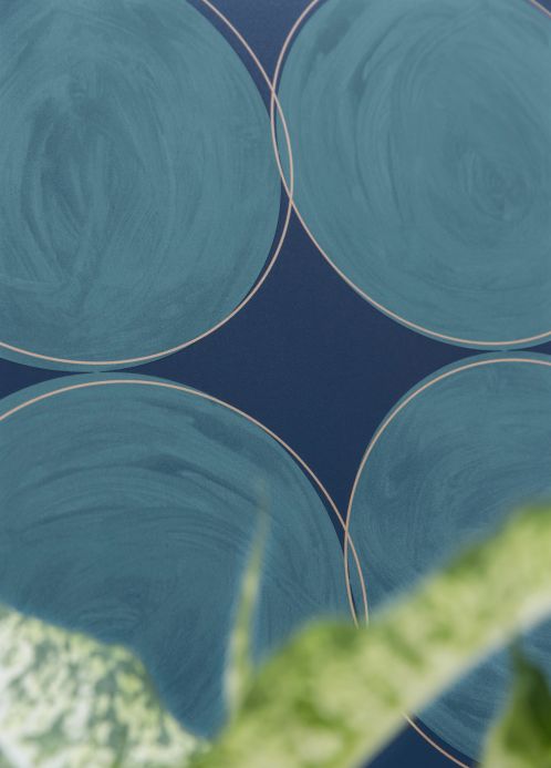 Geometric Wallpaper Wallpaper Rowan turquoise blue Room View