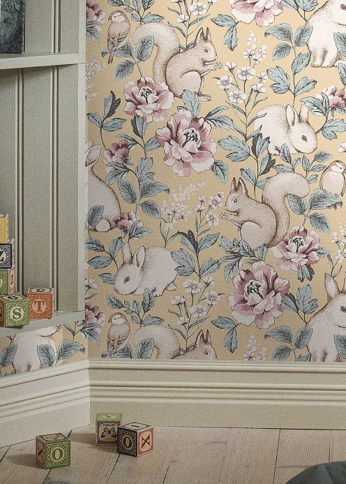 Animal Wallpaper Wallpaper Twiggy light ivory Room View