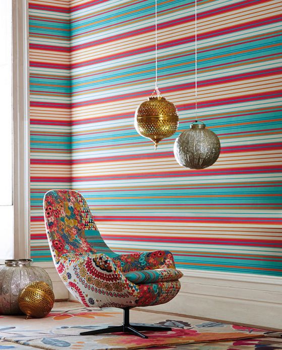 Striped Wallpaper Wallpaper Milu strawberry red Room View
