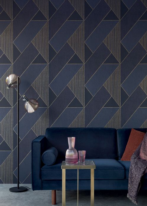 Geometric Wallpaper Wallpaper Kolana dark blue Room View