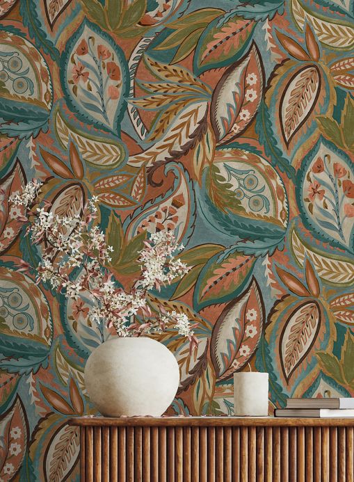 Leaf and Foliage Wallpaper Wallpaper Vilda multi-coloured Room View