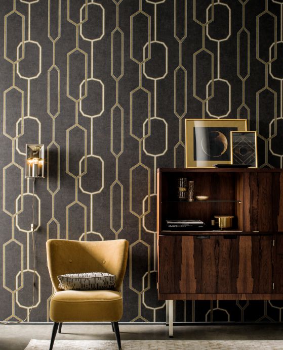 Archiv Wallpaper Osalli anthracite Room View