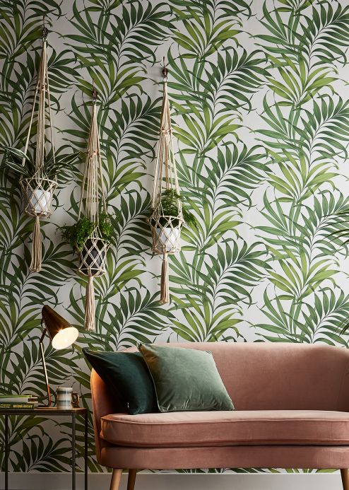 Living room Wallpaper Wallpaper Paradiso fern green Room View