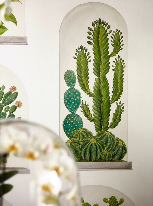 Botanical Wallpaper Wallpaper Coralie shades of green Room View