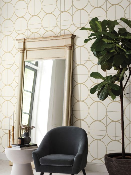 Geometric Wallpaper Wallpaper Delfos cream white Room View