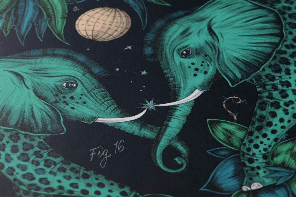 Elephant Wallpaper Wallpaper Zambezi shades of green Detail View