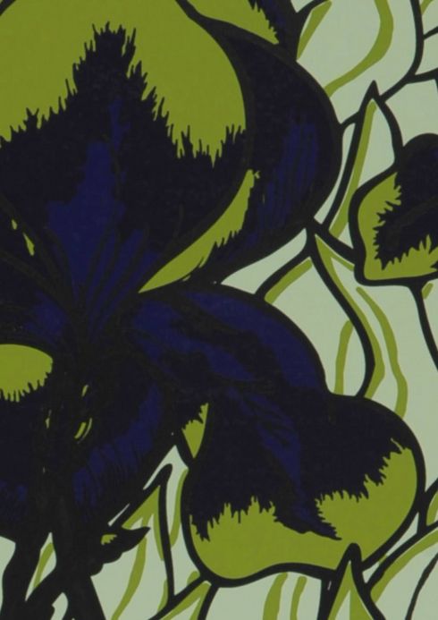 Papel pintado floral Papel pintado Iris verde oliva claro Iris