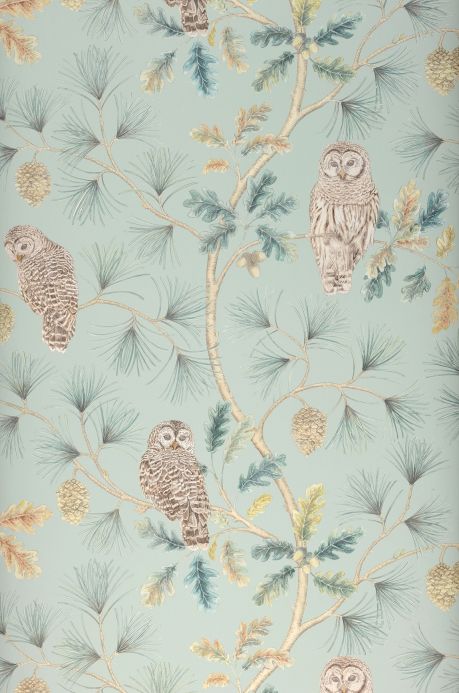 Bird Wallpaper Wallpaper Florentine pale mint green Roll Width