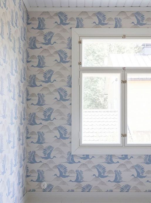 Bird Wallpaper Wallpaper Alva pigeon blue Room View
